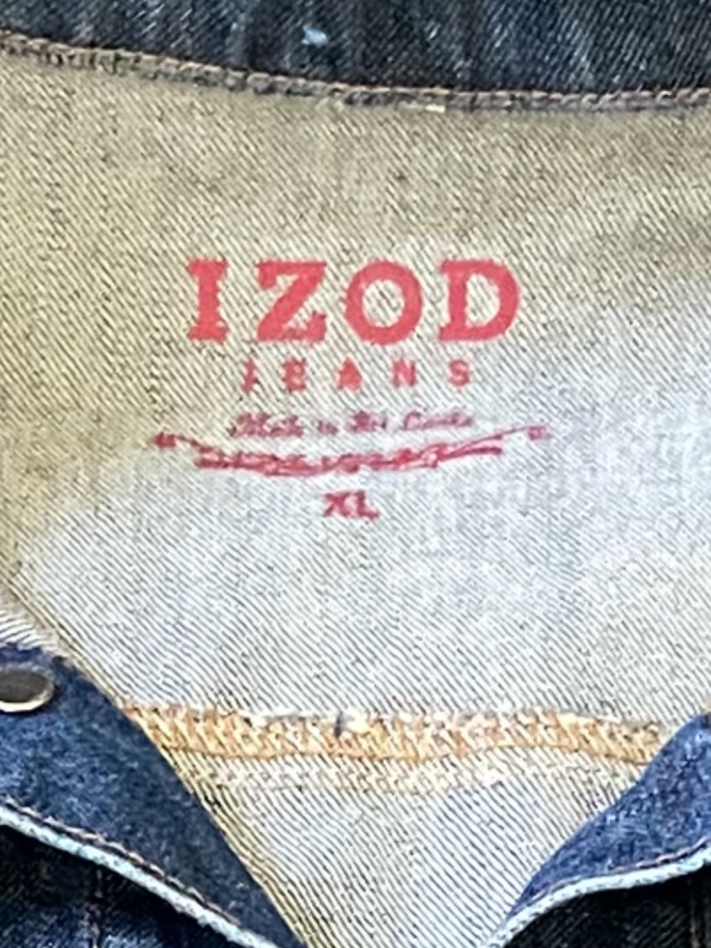 Izod Blue Denim Jacket with Red Brand Print - Picture 3 of 3